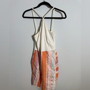 HUTCH Halter Sundress | Coastal Boho Stripe Fringe Summer Resort‎ Dress